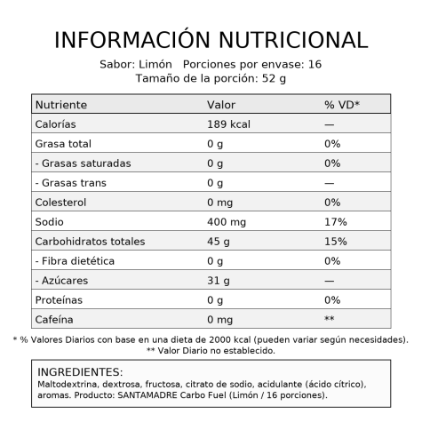 Santa Madre Carbo fuel - Lemon 16 Serv.